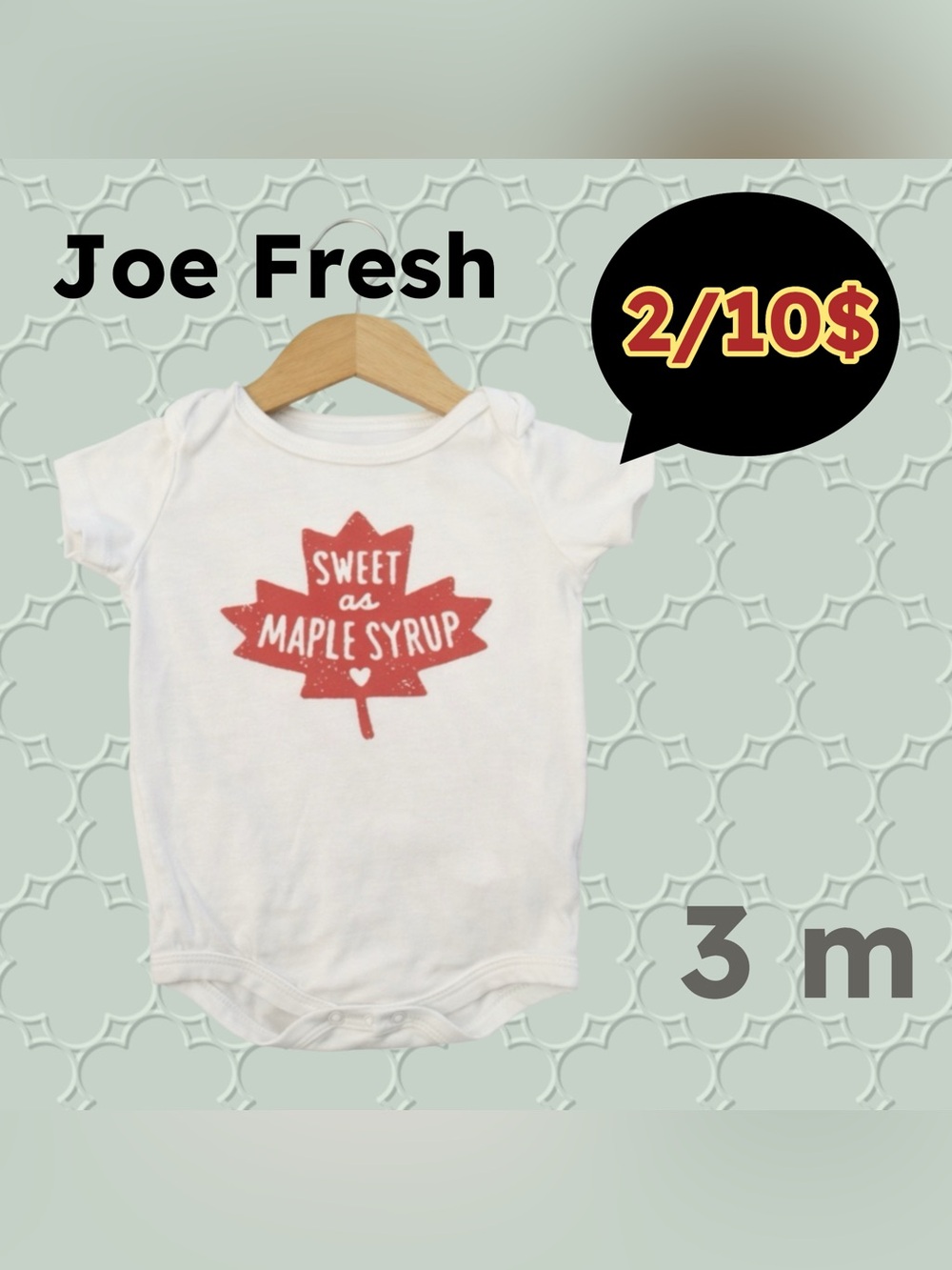 🌈2/10$ 🇨🇦👍GUC JOE FRESH | 3m | Cute Funny Graphic Unisex sunmer Onesie❗️read